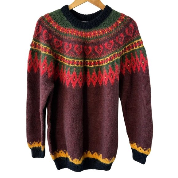 Vintage The Alpaca Connection Handmade in Peru Fair Isle Sweater Size Large - Picture 3 of 7